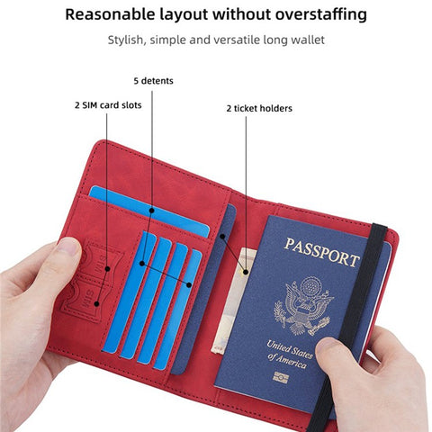 BAELLERRY N2379 Elastic Band PU Leather Passport Cover RFID Blocking Cards Passport Holder Travel Wallet