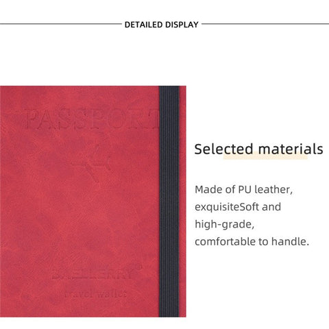 BAELLERRY N2379 Elastic Band PU Leather Passport Cover RFID Blocking Cards Passport Holder Travel Wallet