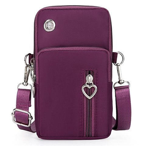 Oxford Cloth Crossbody Bag Phone Carrying Pouch Small Shoulder Bag Wrist Bag for Cash Money, Card, Key, Coin