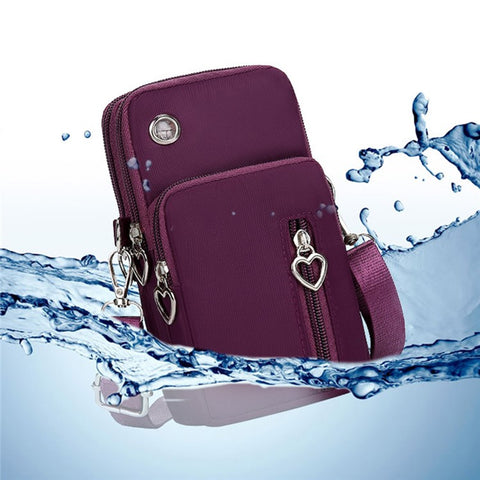 Oxford Cloth Crossbody Bag Phone Carrying Pouch Small Shoulder Bag Wrist Bag for Cash Money, Card, Key, Coin