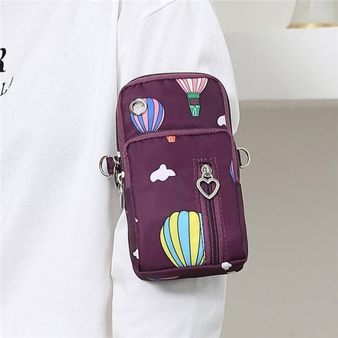 Oxford Cloth Crossbody Bag Phone Carrying Pouch Small Shoulder Bag Wrist Bag for Cash Money, Card, Key, Coin