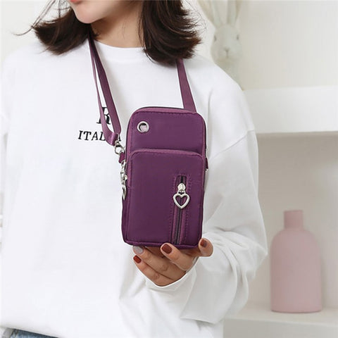 Oxford Cloth Crossbody Bag Phone Carrying Pouch Small Shoulder Bag Wrist Bag for Cash Money, Card, Key, Coin