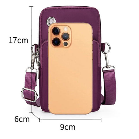 Oxford Cloth Crossbody Bag Phone Carrying Pouch Small Shoulder Bag Wrist Bag for Cash Money, Card, Key, Coin