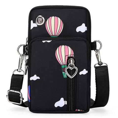 Oxford Cloth Crossbody Bag Phone Carrying Pouch Small Shoulder Bag Wrist Bag for Cash Money, Card, Key, Coin