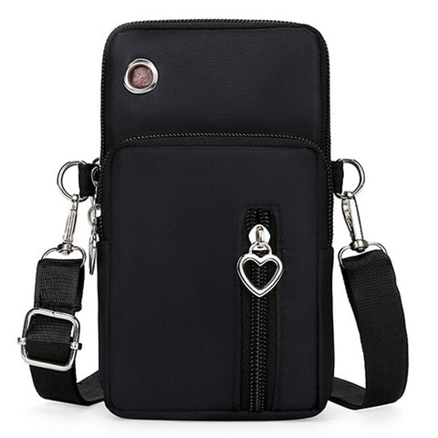 Oxford Cloth Crossbody Bag Phone Carrying Pouch Small Shoulder Bag Wrist Bag for Cash Money, Card, Key, Coin