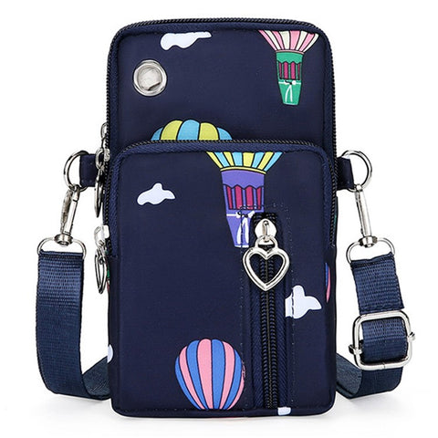 Oxford Cloth Crossbody Bag Phone Carrying Pouch Small Shoulder Bag Wrist Bag for Cash Money, Card, Key, Coin