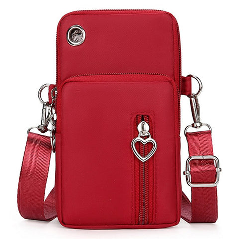 Oxford Cloth Crossbody Bag Phone Carrying Pouch Small Shoulder Bag Wrist Bag for Cash Money, Card, Key, Coin