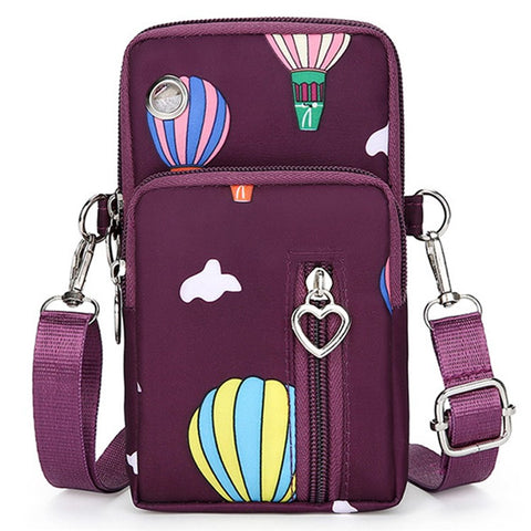 Oxford Cloth Crossbody Bag Phone Carrying Pouch Small Shoulder Bag Wrist Bag for Cash Money, Card, Key, Coin
