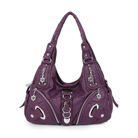 ANGEL KISS KL15962-4 Casual Women Tote Handbag PU Leather Large Capacity Hobo Bag