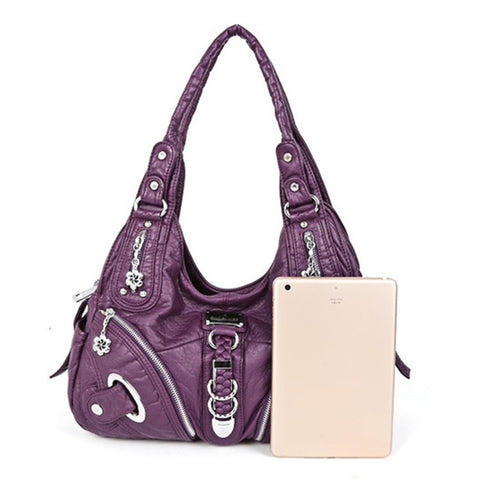 ANGEL KISS KL15962-4 Casual Women Tote Handbag PU Leather Large Capacity Hobo Bag