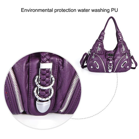 ANGEL KISS KL15962-4 Casual Women Tote Handbag PU Leather Large Capacity Hobo Bag