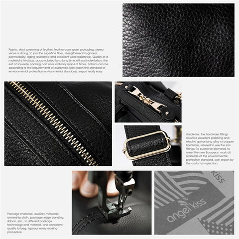 ANGEL KISS KL15962-4 Casual Women Tote Handbag PU Leather Large Capacity Hobo Bag