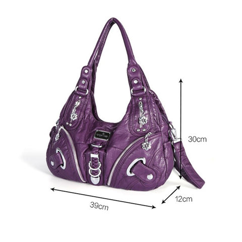 ANGEL KISS KL15962-4 Casual Women Tote Handbag PU Leather Large Capacity Hobo Bag