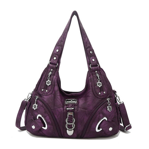 ANGEL KISS KL15962-4 Casual Women Tote Handbag PU Leather Large Capacity Hobo Bag