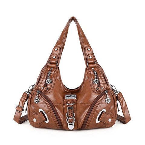 ANGEL KISS KL15962-4 Casual Women Tote Handbag PU Leather Large Capacity Hobo Bag