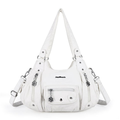 ANGEL BARCELO Women Retro PU Leather Hobo Bag with Shoulder Strap Large Capacity Tote Handbag