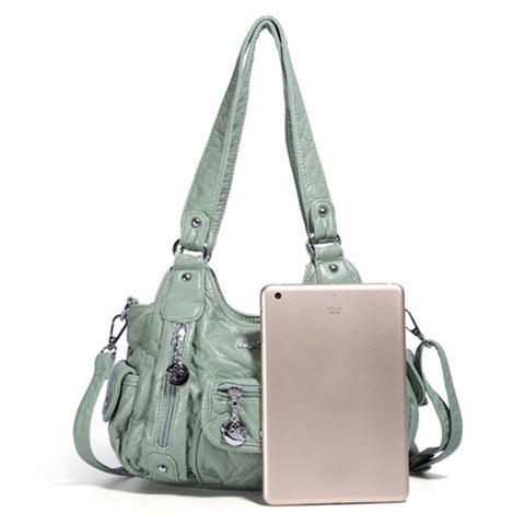 ANGEL BARCELO Women Retro PU Leather Hobo Bag with Shoulder Strap Large Capacity Tote Handbag