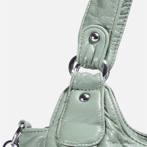 ANGEL BARCELO Women Retro PU Leather Hobo Bag with Shoulder Strap Large Capacity Tote Handbag