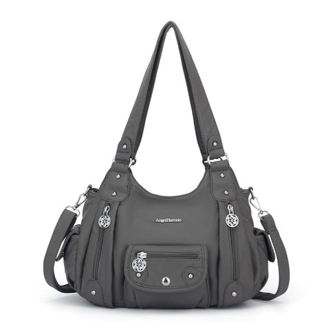 ANGEL BARCELO Women Retro PU Leather Hobo Bag with Shoulder Strap Large Capacity Tote Handbag