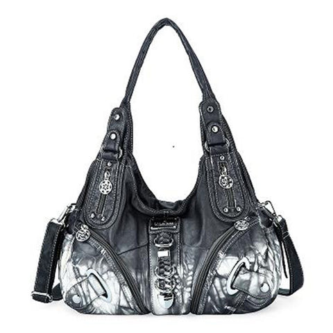 ANGEL KISS AK11282Z Vintage Tie Dye Tote Handbag Women PU Leather Shoulder Hobo Bag
