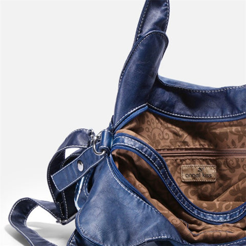 ANGEL KISS AK11282Z Vintage Tie Dye Tote Handbag Women PU Leather Shoulder Hobo Bag