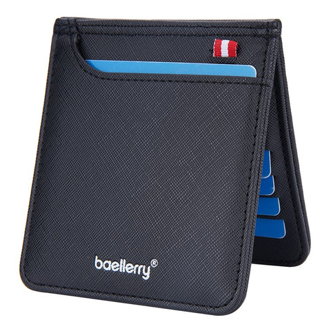 BAELLERRY D3250 Cross Texture Card Holder Pouch PU Leather ID Card Photo Storage Bag for Men