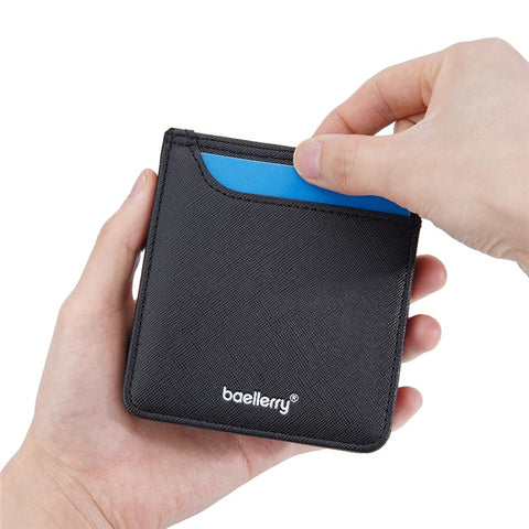 BAELLERRY D3250 Cross Texture Card Holder Pouch PU Leather ID Card Photo Storage Bag for Men