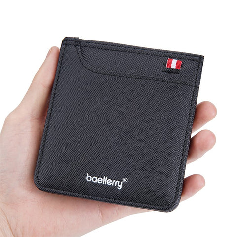 BAELLERRY D3250 Cross Texture Card Holder Pouch PU Leather ID Card Photo Storage Bag for Men