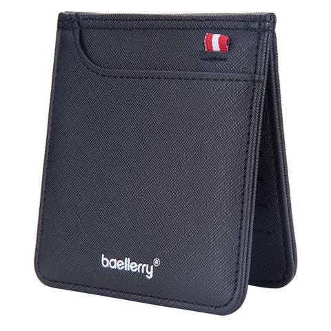BAELLERRY D3250 Cross Texture Card Holder Pouch PU Leather ID Card Photo Storage Bag for Men