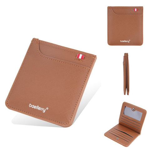 BAELLERRY D3250 Cross Texture Card Holder Pouch PU Leather ID Card Photo Storage Bag for Men