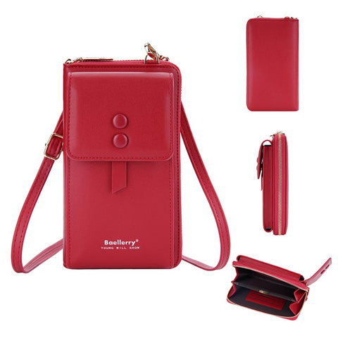 BAELLERRY N8691 Women's Magnetic Snap Button Crossbody Bag Phone Carrying Pouch Girl's Shoulder Bag