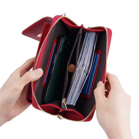 BAELLERRY N8691 Women's Magnetic Snap Button Crossbody Bag Phone Carrying Pouch Girl's Shoulder Bag
