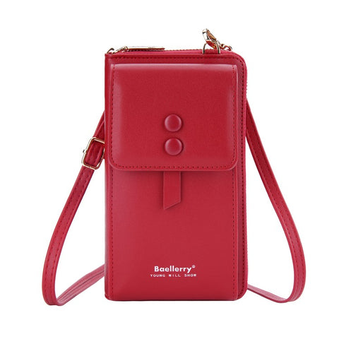 BAELLERRY N8691 Women's Magnetic Snap Button Crossbody Bag Phone Carrying Pouch Girl's Shoulder Bag