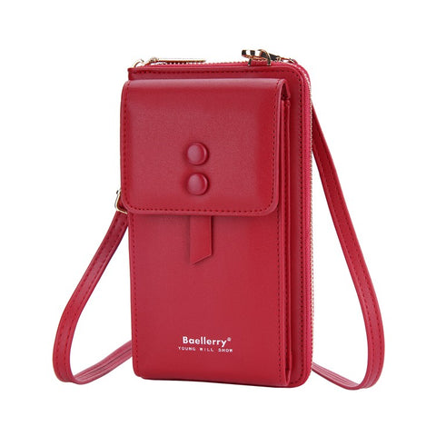 BAELLERRY N8691 Women's Magnetic Snap Button Crossbody Bag Phone Carrying Pouch Girl's Shoulder Bag