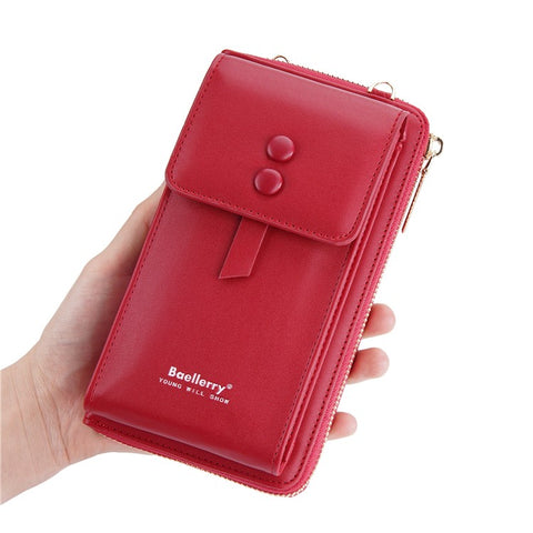 BAELLERRY N8691 Women's Magnetic Snap Button Crossbody Bag Phone Carrying Pouch Girl's Shoulder Bag