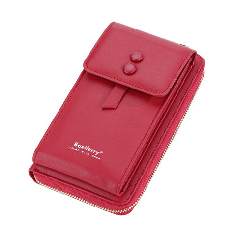 BAELLERRY N8691 Women's Magnetic Snap Button Crossbody Bag Phone Carrying Pouch Girl's Shoulder Bag