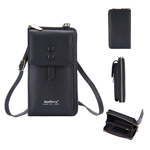 BAELLERRY N8691 Women's Magnetic Snap Button Crossbody Bag Phone Carrying Pouch Girl's Shoulder Bag