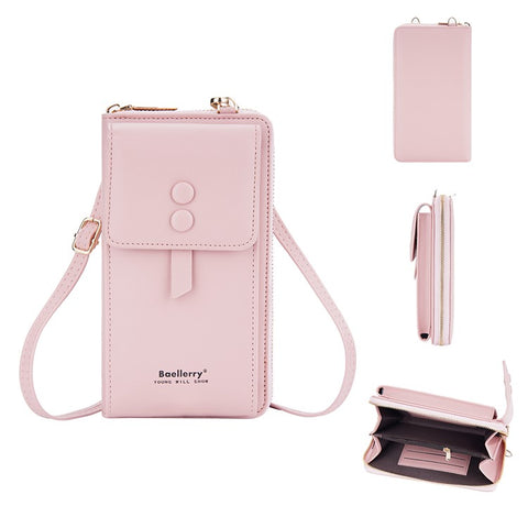 BAELLERRY N8691 Women's Magnetic Snap Button Crossbody Bag Phone Carrying Pouch Girl's Shoulder Bag
