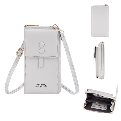 BAELLERRY N8691 Women's Magnetic Snap Button Crossbody Bag Phone Carrying Pouch Girl's Shoulder Bag