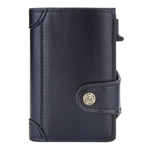 BAELLERRY K9211 Automatic Pop Up Card Case PU Leather Zinc Alloy RFID Blocking Card Holder