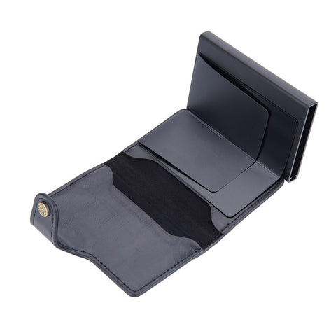 BAELLERRY K9211 Automatic Pop Up Card Case PU Leather Zinc Alloy RFID Blocking Card Holder