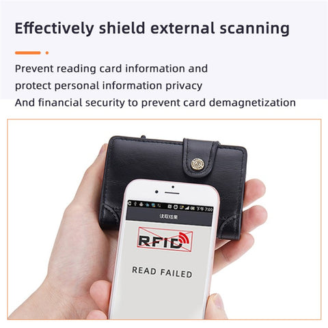 BAELLERRY K9211 Automatic Pop Up Card Case PU Leather Zinc Alloy RFID Blocking Card Holder