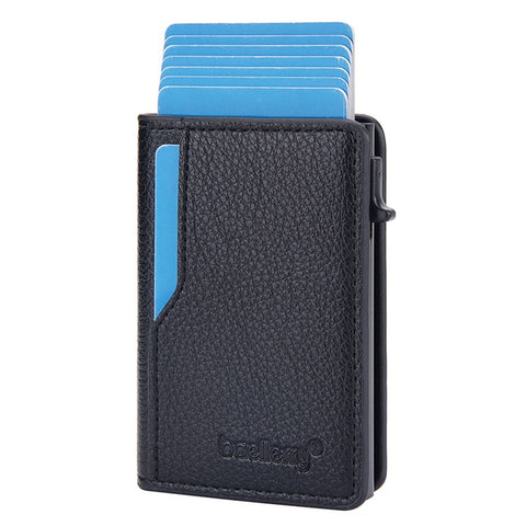 BAELLERRY K9305 Litchi Texture Card Holder Pouch PU Leather Card Storage Bag Easy Push Up