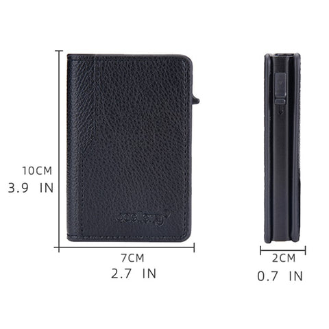 BAELLERRY K9305 Litchi Texture Card Holder Pouch PU Leather Card Storage Bag Easy Push Up