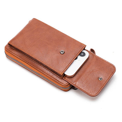 Stylish PU Leather Women Phone Bag Zipper Coin Purse Crossbody Bag
