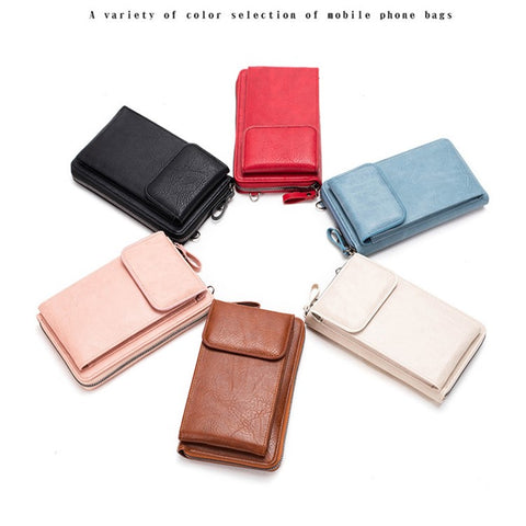 Stylish PU Leather Women Phone Bag Zipper Coin Purse Crossbody Bag