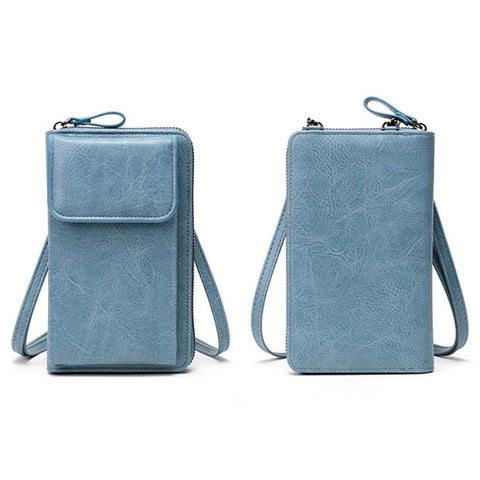 Stylish PU Leather Women Phone Bag Zipper Coin Purse Crossbody Bag