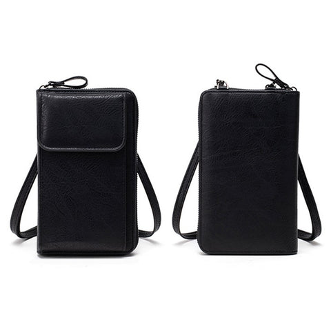 Stylish PU Leather Women Phone Bag Zipper Coin Purse Crossbody Bag