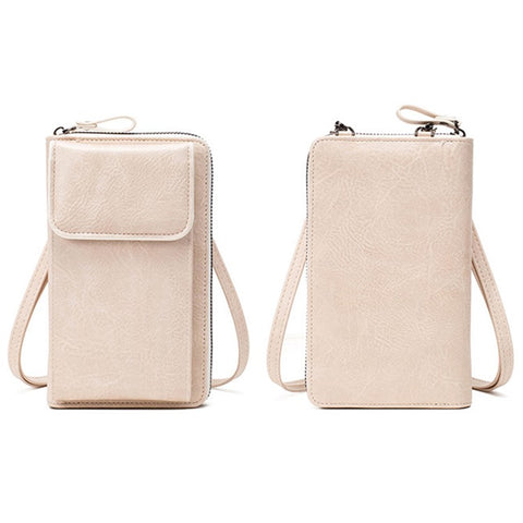 Stylish PU Leather Women Phone Bag Zipper Coin Purse Crossbody Bag