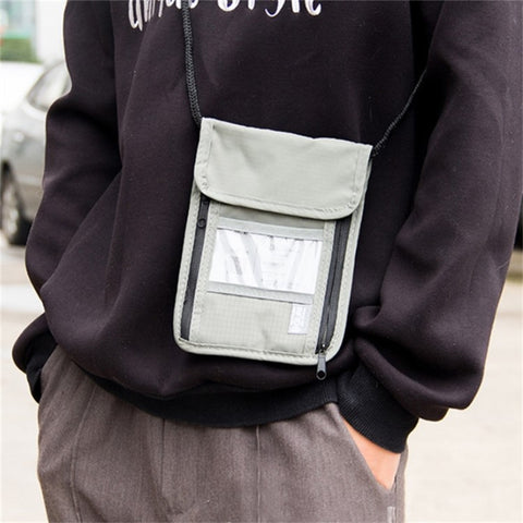 Travel Nylon Shoulder Crossbody Bag RFID Blocking Passport Holder to Keep Your Card Documents Safe (with Clear PVC Window)